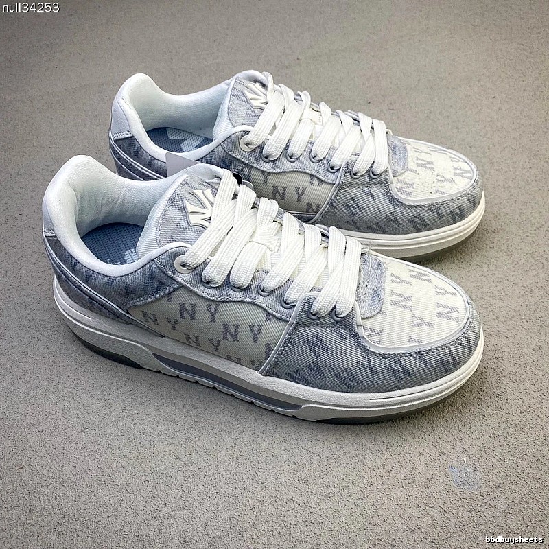DKNY White and Gray Monogram Sneakers, Two-Tone Upper