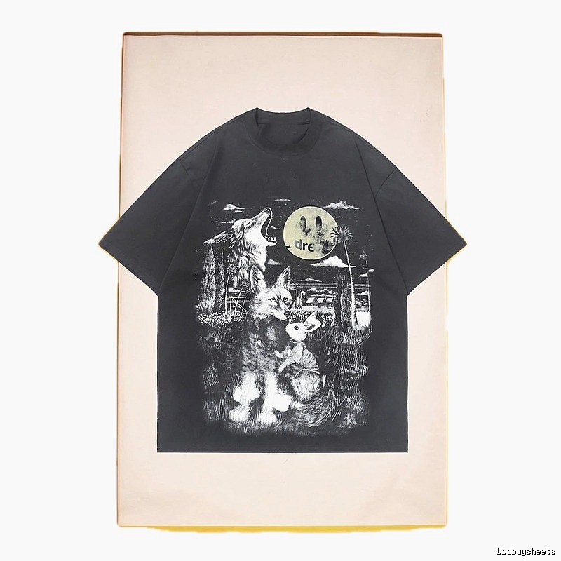 DREW Animal Print Street Style Black T-Shirt