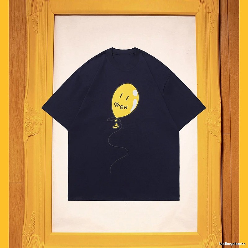 DREW Balloon Smiley Street Style Navy Blue Short Sleeve T-Shirt