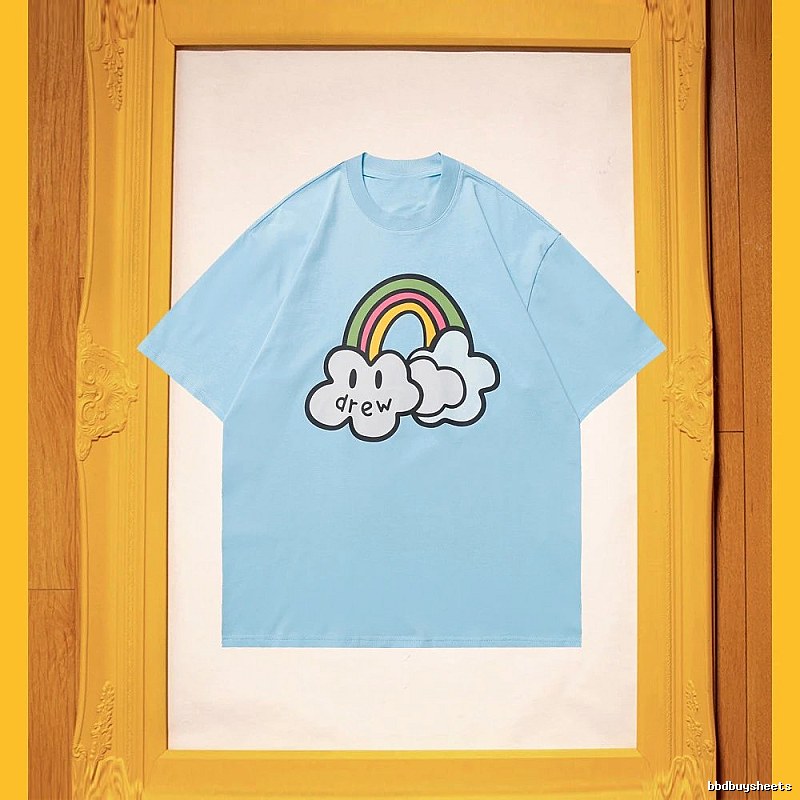 DREW Rainbow Cloud Casual Style Light Blue Short Sleeve T-Shirt