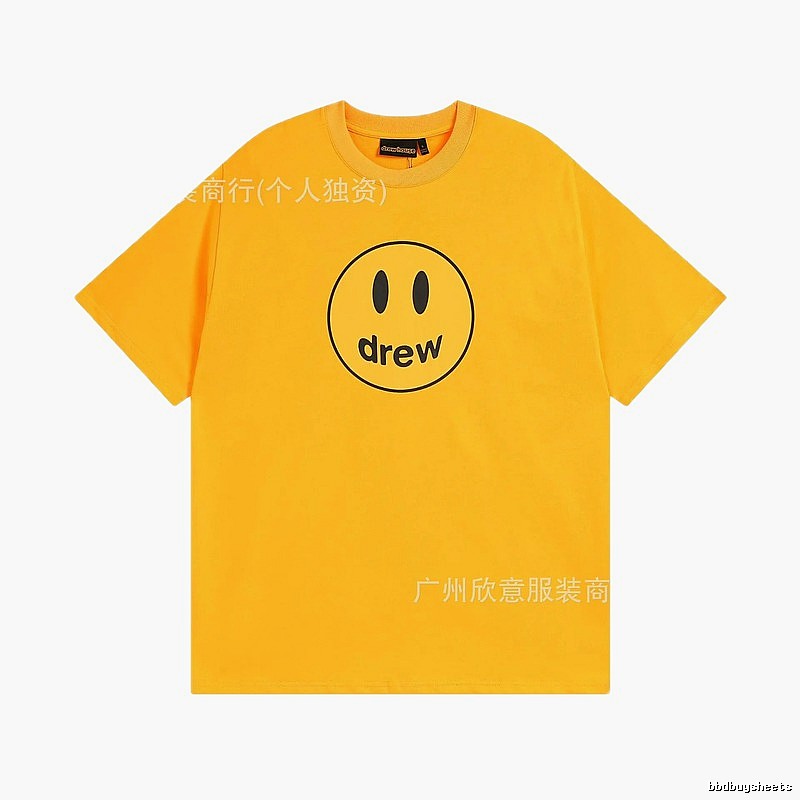 DREW Smiley Face Street Style Yellow Short Sleeve T-shirt