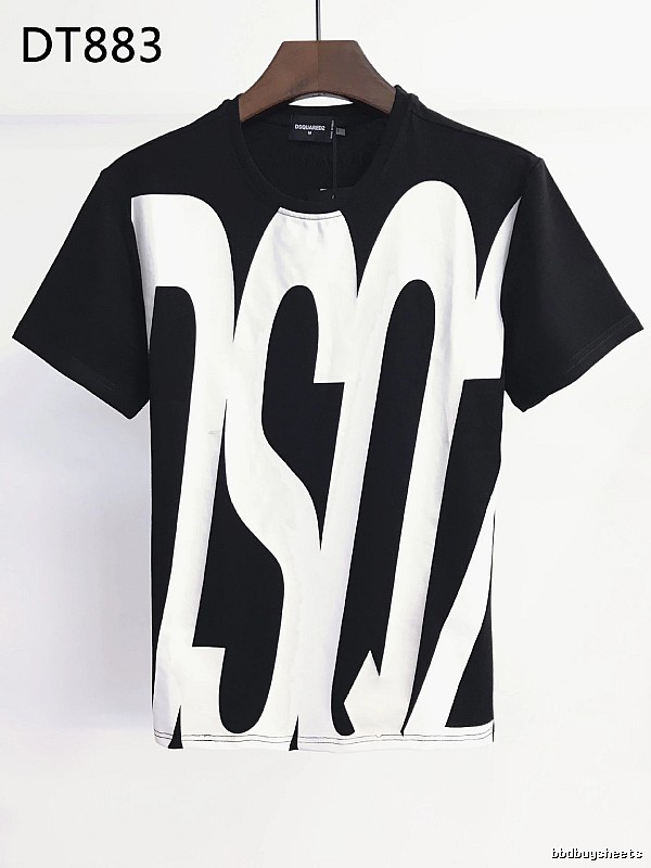 DSQ Large Letter Street Style Black and White Short Sleeve T-Shirt