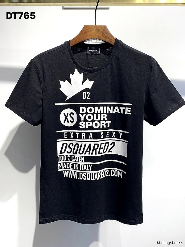 DSQ Maple Leaf Print Trendy Black Short-sleeve T-shirt