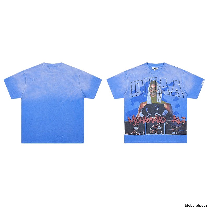 DUAA Ali Print Vintage Style Washed Blue T-shirt