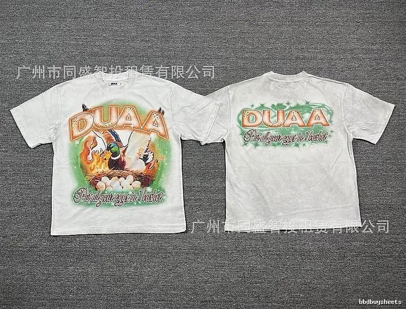 DUAA Wild Duck Print Vintage Style White Short-sleeve T-shirt