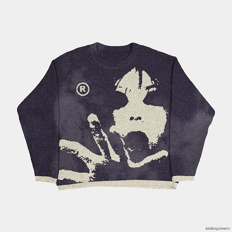 Easy Match Anime graphic sweater Black Knit Top for Everyday Use