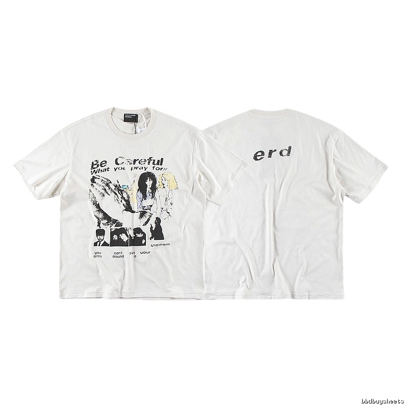 ERD Vintage Portrait Print Off-white Short-sleeved T-Shirt