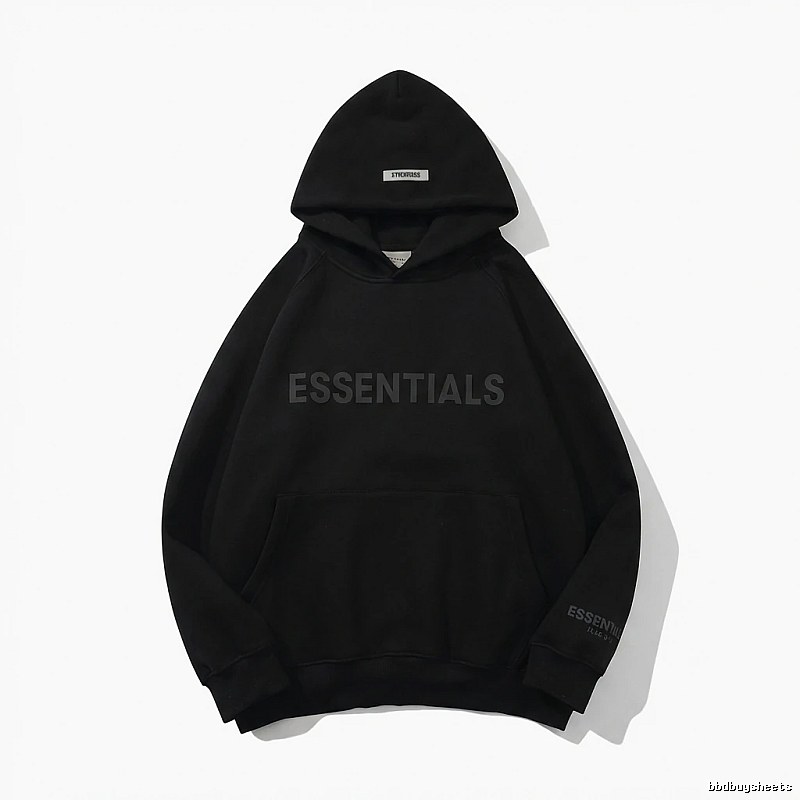 ESSENTIALS minimalist style black hoodie