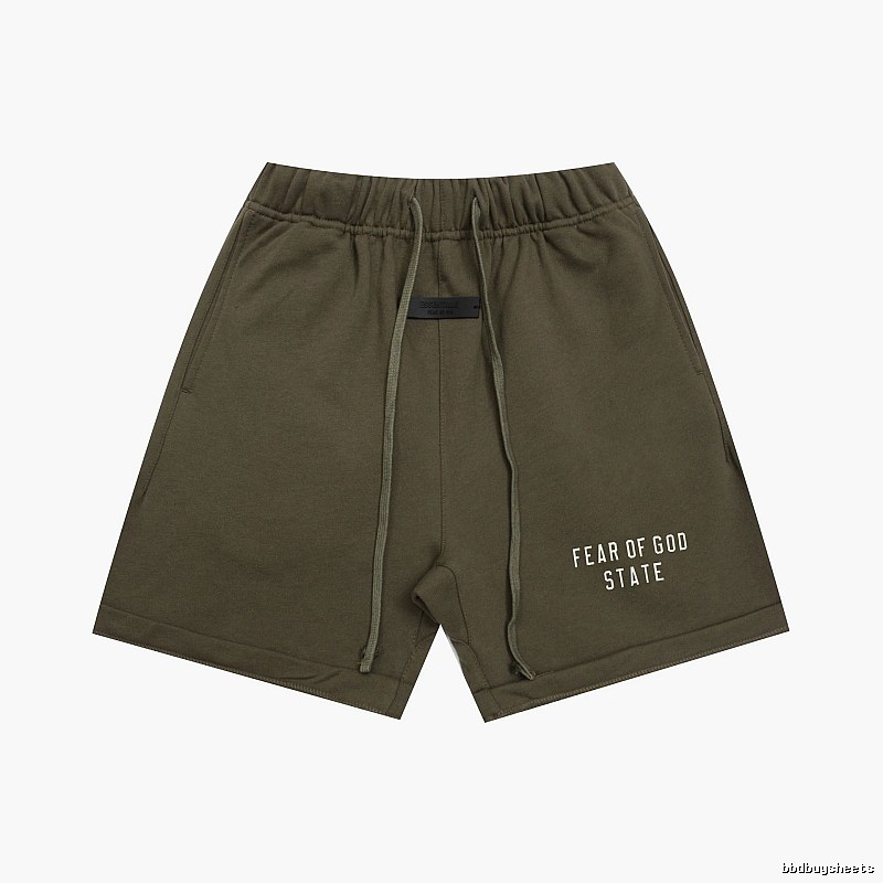 ESSENTIALS Sporty Military Green Shorts