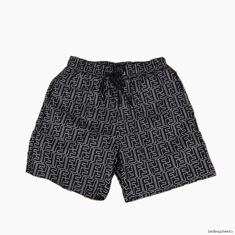 Fendi Double F Collection Vintage Monogram Style Black Shorts