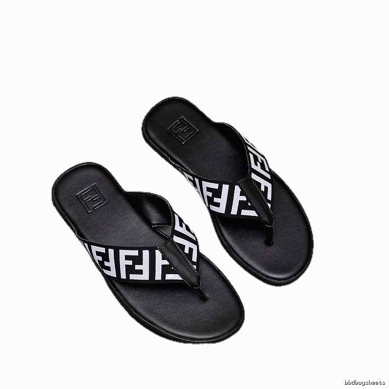 Fendi FF Monogram Trendy Black Flip-Flops