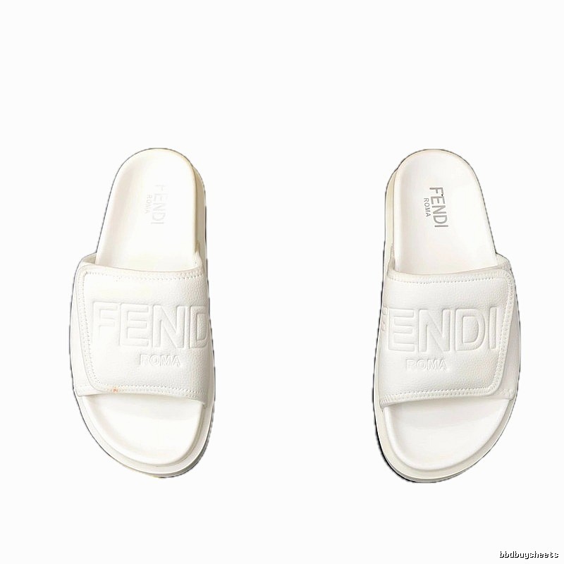 FENDI ROMA Collection Minimalist Style White Slide Sandals