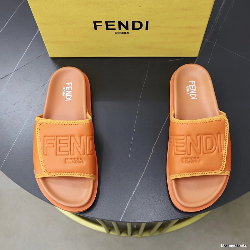 Fendi Roma Minimalist Style Orange Slide Sandals