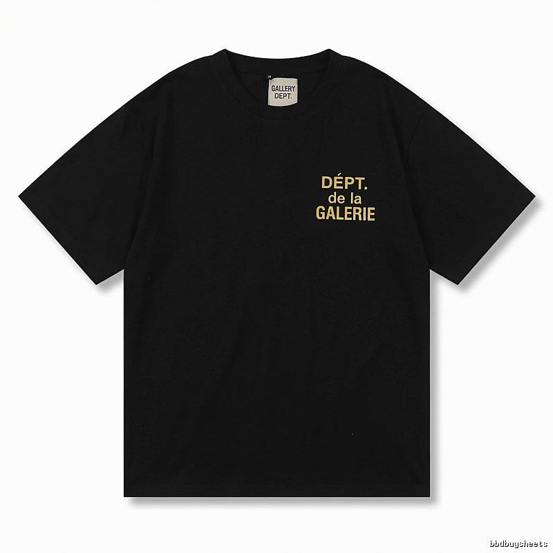 Gallery Dept Black Background with Yellow Lettering Trendy T-shirt