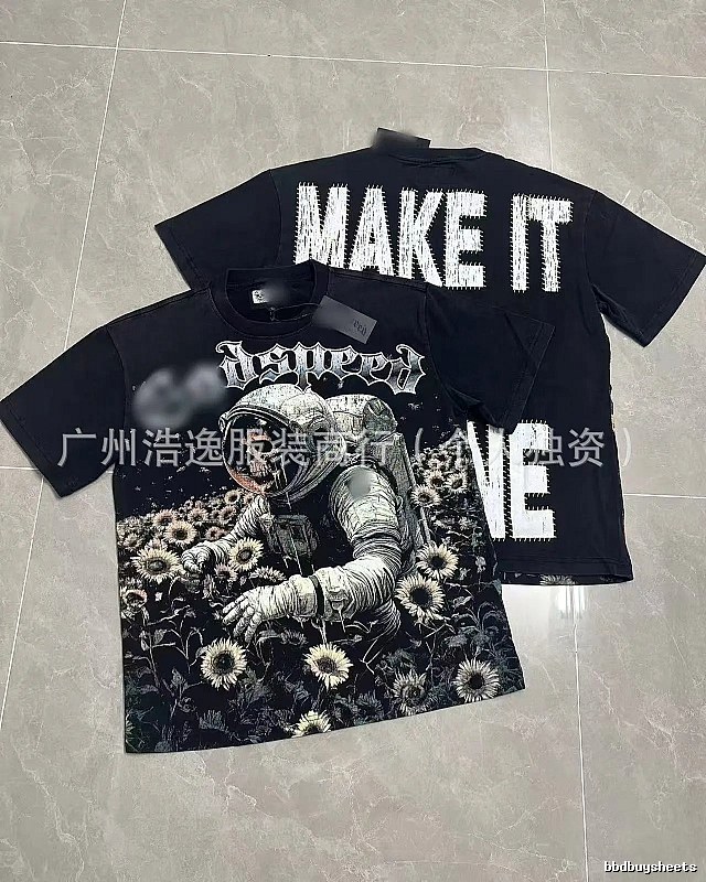 GOD Skull Astronaut Dark Style Black Short-sleeve T-shirt