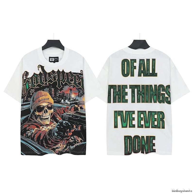 Godspeed Skull Print Street Style White T-shirt