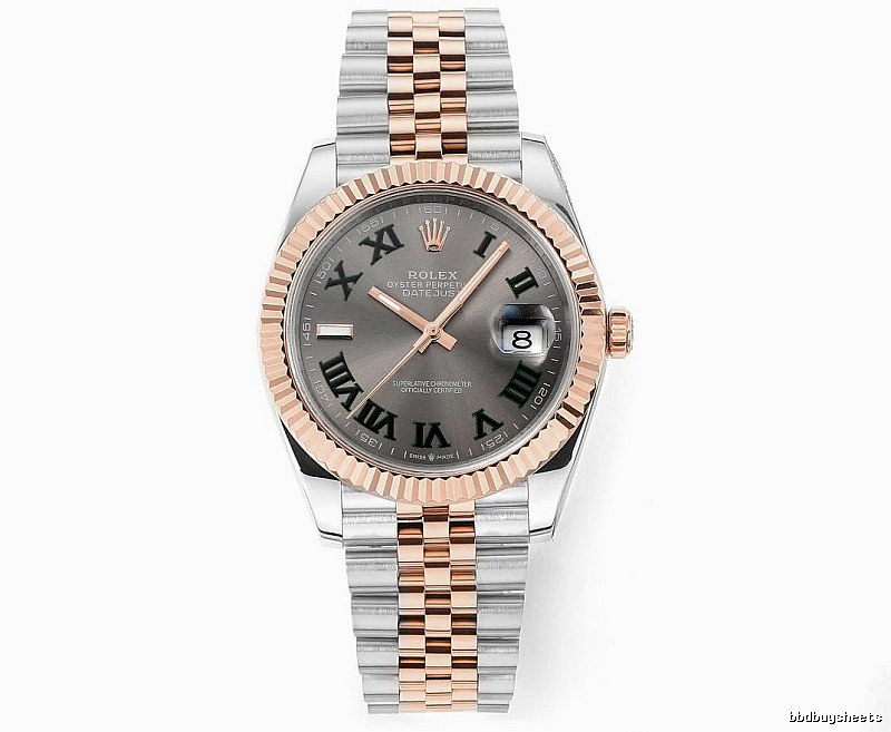 Gray Roman Dial Two-Tone Datejust Watch by Rolex - Occasion