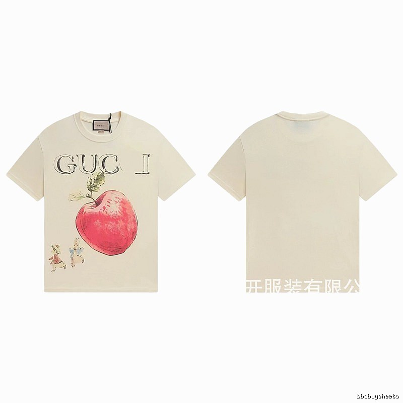 Gucci Apple Print Vintage Style Off-White T-Shirt