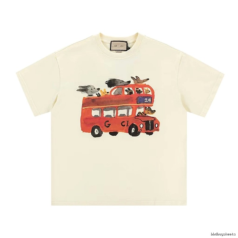 Gucci Bus Print Whimsical Style Off-white T-Shirt