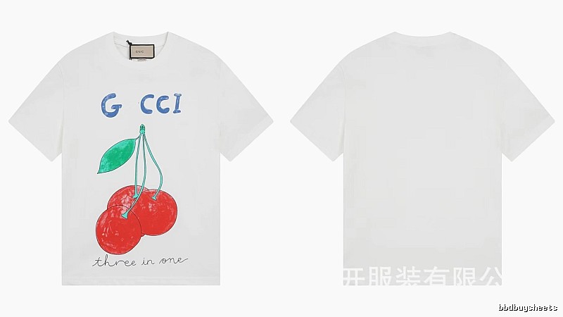 Gucci Cherry Print Casual Style White T-Shirt