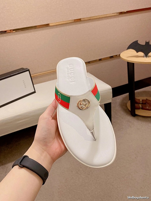 Gucci Double G Webbing Vintage Style White Flip-Flops