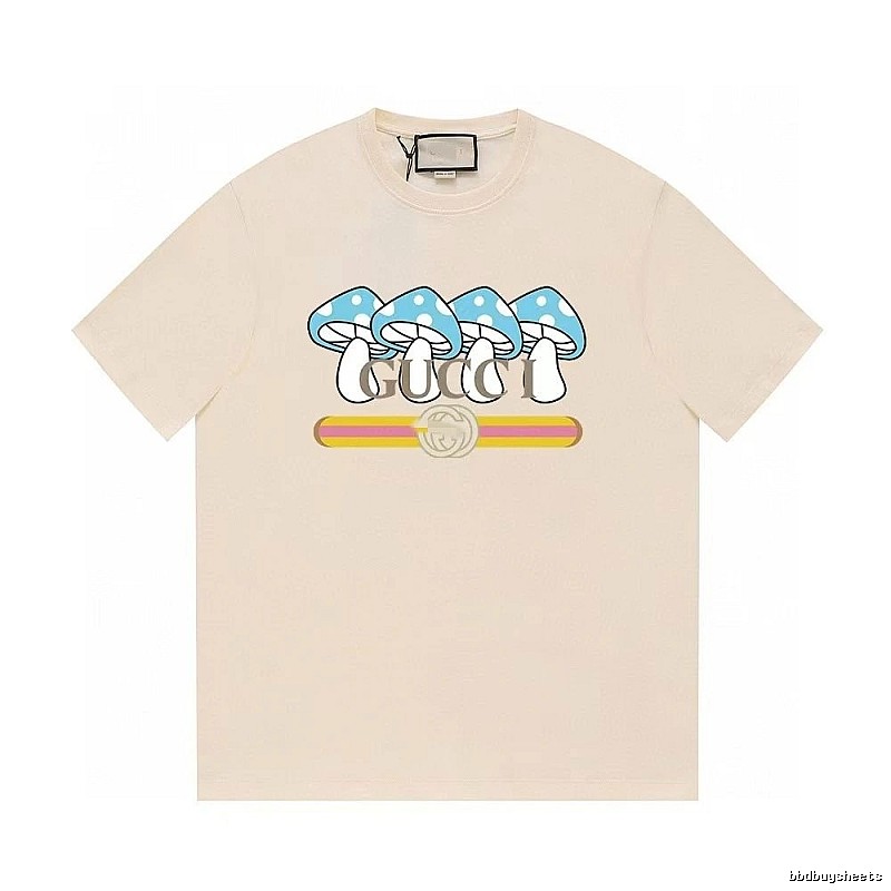 Gucci Mushroom Print Casual Style Off-white T-shirt
