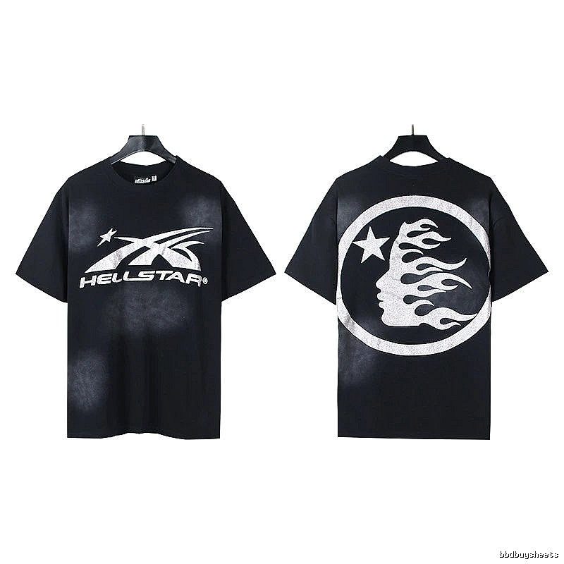 Hellstar Flame Print Street Style Black T-Shirt