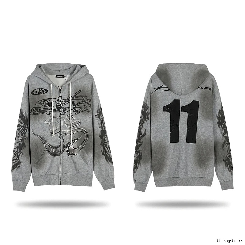 Hellstar Flame Wind Gray Sweatshirt