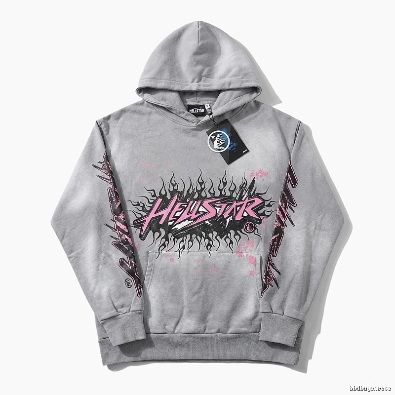 Hellstar Flame Wind Grey Hoodie