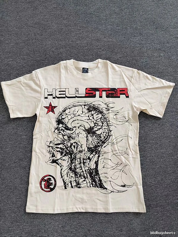 Hellstar Skeleton Print Street-style Off-white T-shirt