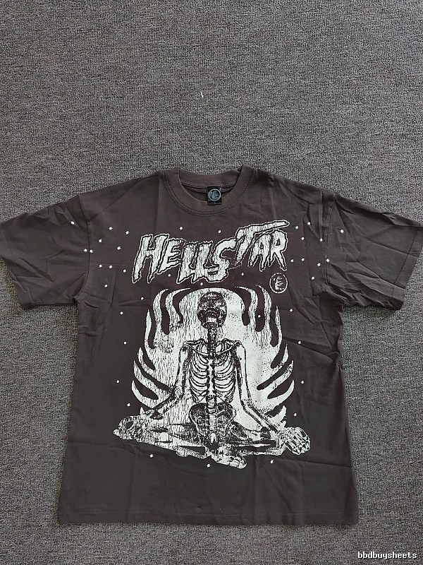 Hellstar Skull Print Dark Style Brown T-Shirt