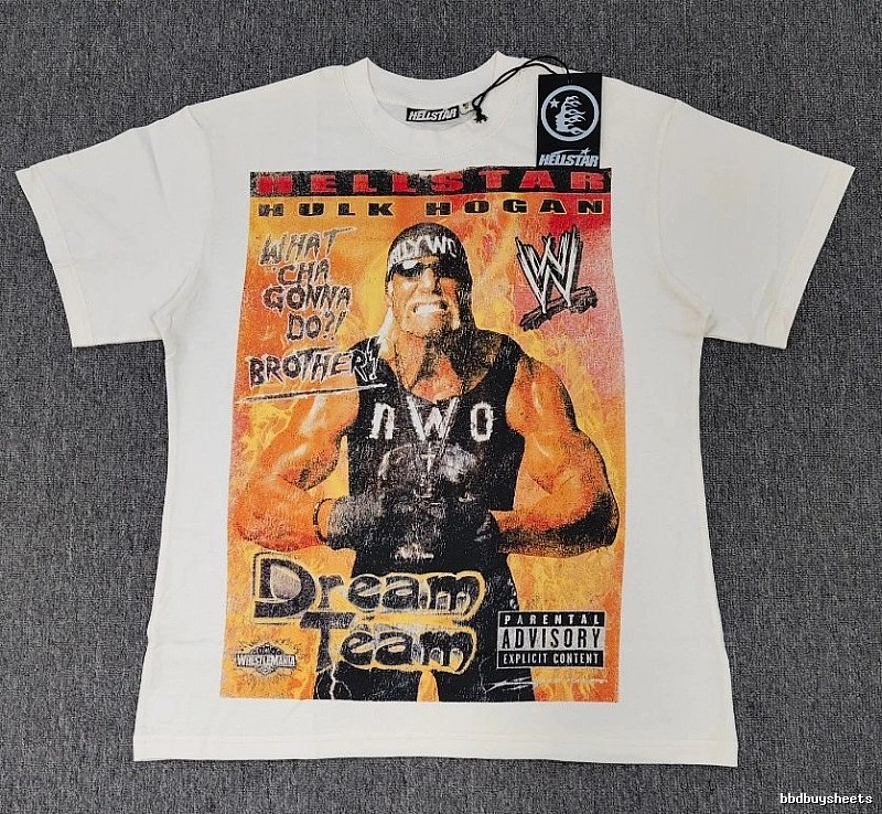 Hellstar x WWE Co-branded Vintage Style Off-white T-shirt