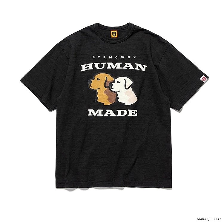 HUMAN MADE Double Dog Print Japanese Streetwear Black T-shirt