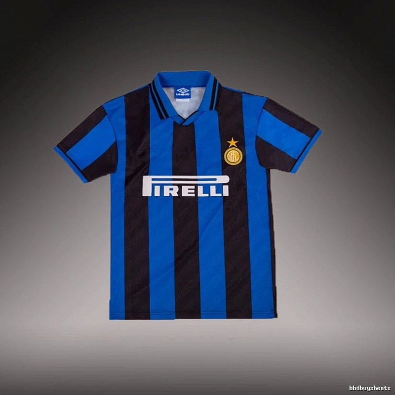 Inter Milan Lightweight Brehme #3 soccer jersey Blue Black Striped for Trend Styling