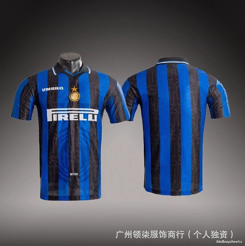 Inter Milan Resort Brehme #3 soccer jersey Blue Black Striped for Travel Looks