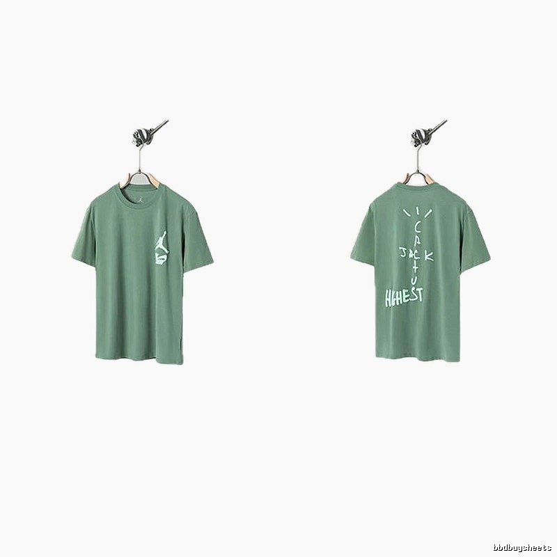 Jordan x Travis Scott Co-branded Street Style Pea Green T-Shirt