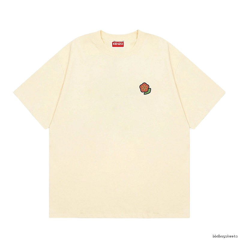 KENZO Embroidered Little Flower Casual Style Off-white T-shirt