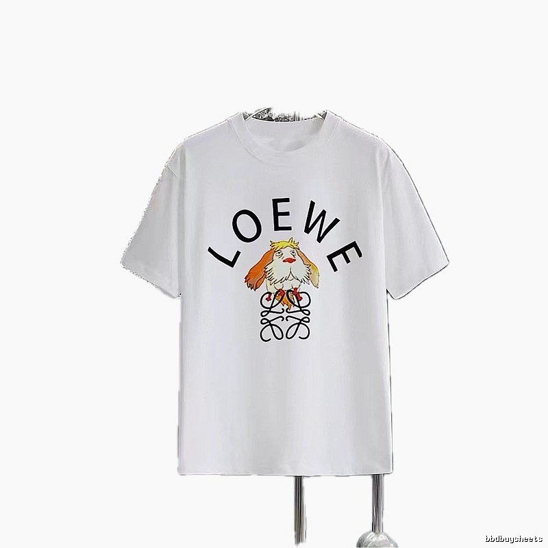 LOEWE Cartoon Print Casual Style White Short-sleeve T-shirt