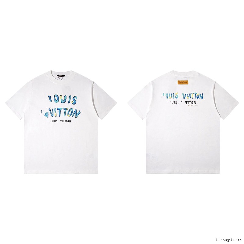 Louis Vuitton Hand-painted Graffiti Casual Style White T-shirt