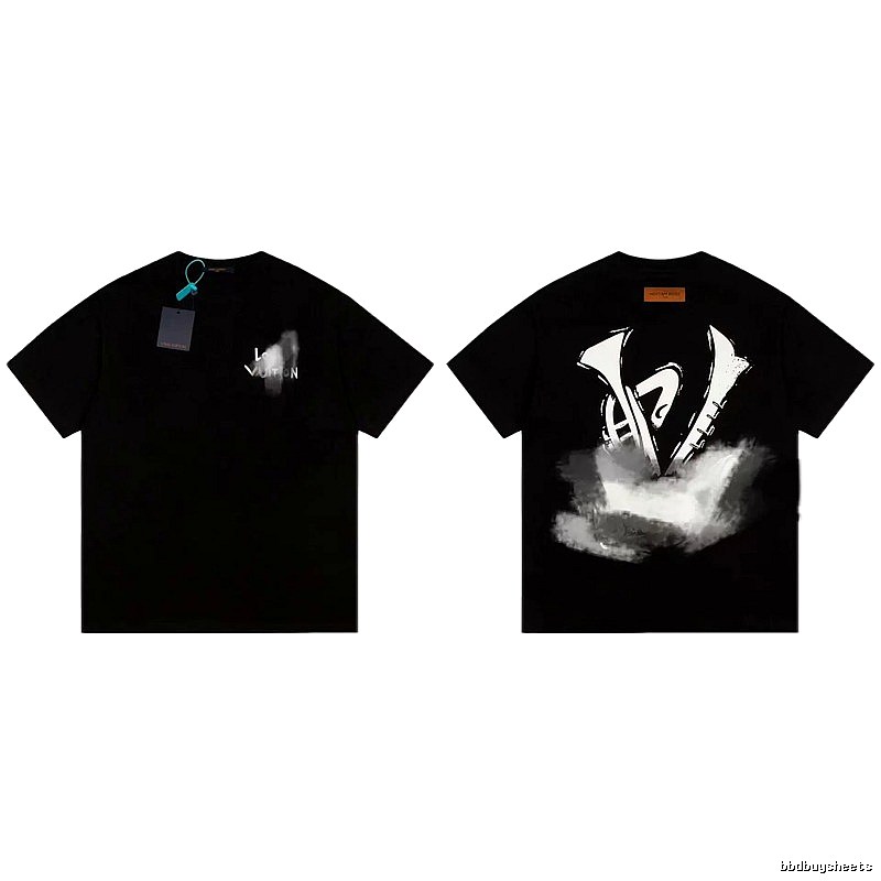 Louis Vuitton Ink-Wash Print Cool & Trendy Style Black T-Shirt