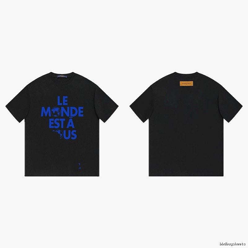 Louis Vuitton Letter Print Cool Trendy Style Black T-shirt