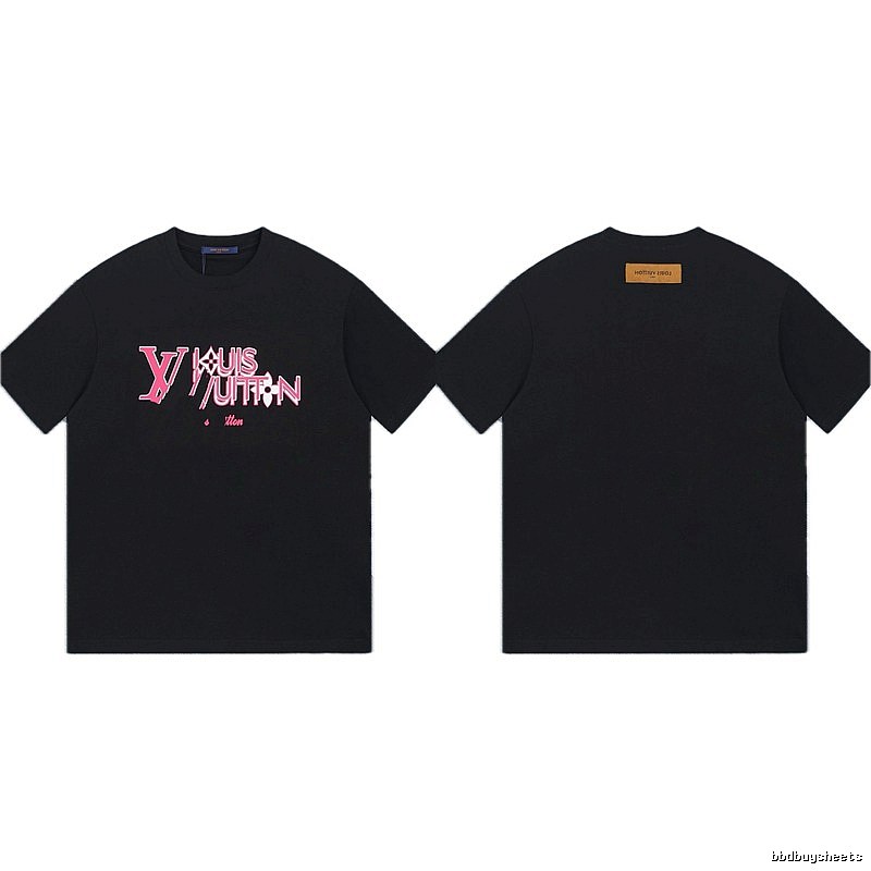 Louis Vuitton Letter Print Trendy Style Black T-shirt