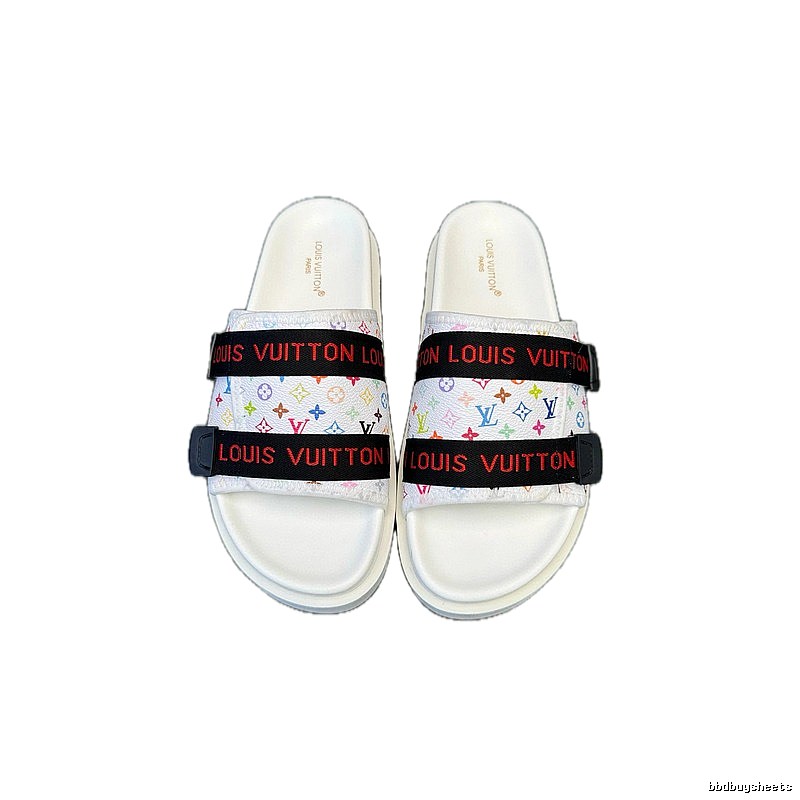Louis Vuitton Multicolore Monogram Trendy White Slide Sandals