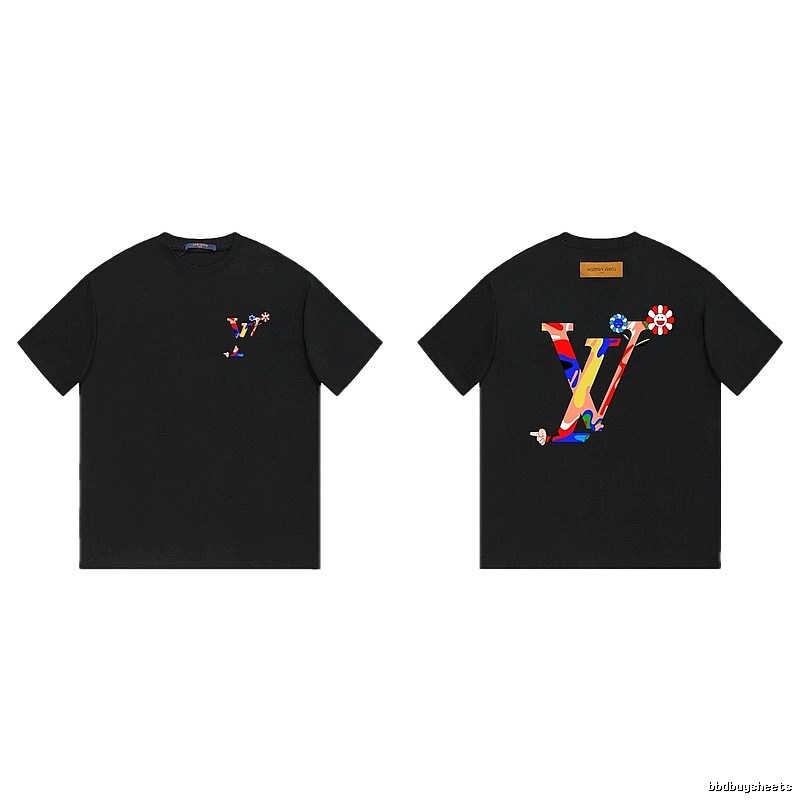 Louis Vuitton Sunflower Co-branded Trendy Black T-shirt