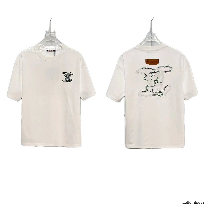 Louis Vuitton Trendy Map-Embroidered White Short-sleeve T-shirt