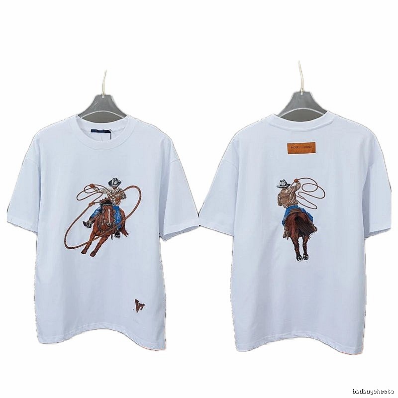 Louis Vuitton Vintage Denim-Embroidered White T-shirt