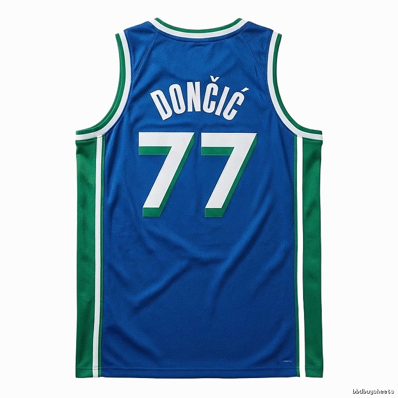 Luka Doncic's No. 77 blue-green basketball jersey