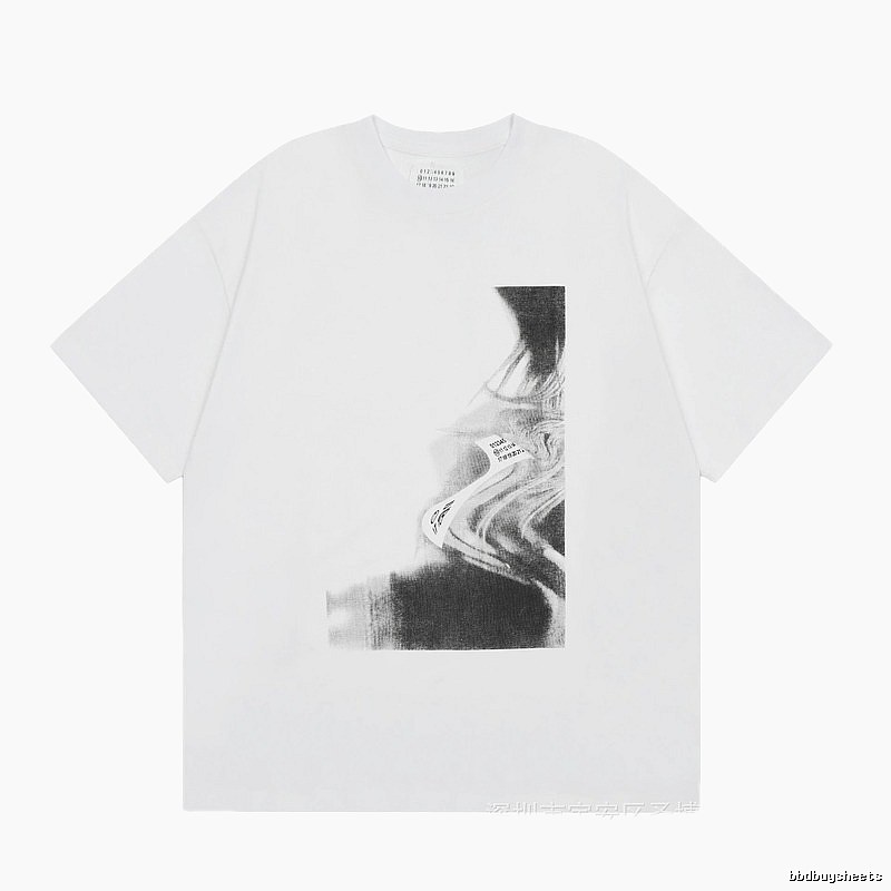 Maison Margiela Abstract Ink-wash Style White Short-sleeve T-shirt