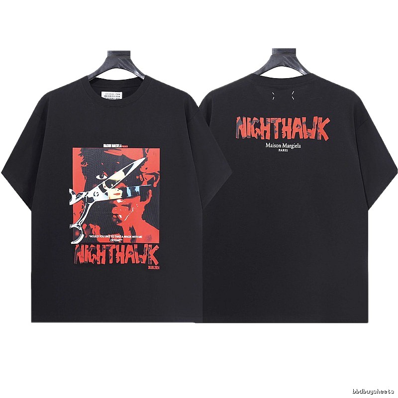 Maison Margiela Nighthawk Print Street Style Black T-Shirt
