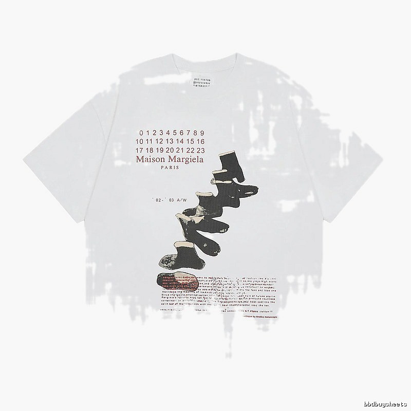 Maison Margiela Printed Vintage Style White T-Shirt